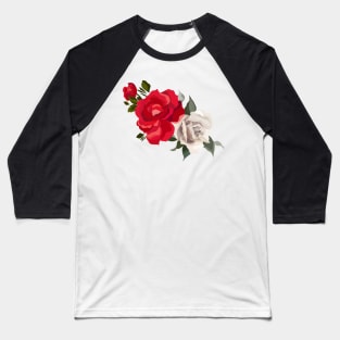 Red and White Roses Baseball T-Shirt